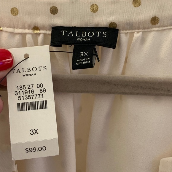 Ivory w/gold metallic dots ruffle sleeves 3X - Picture 4 of 6